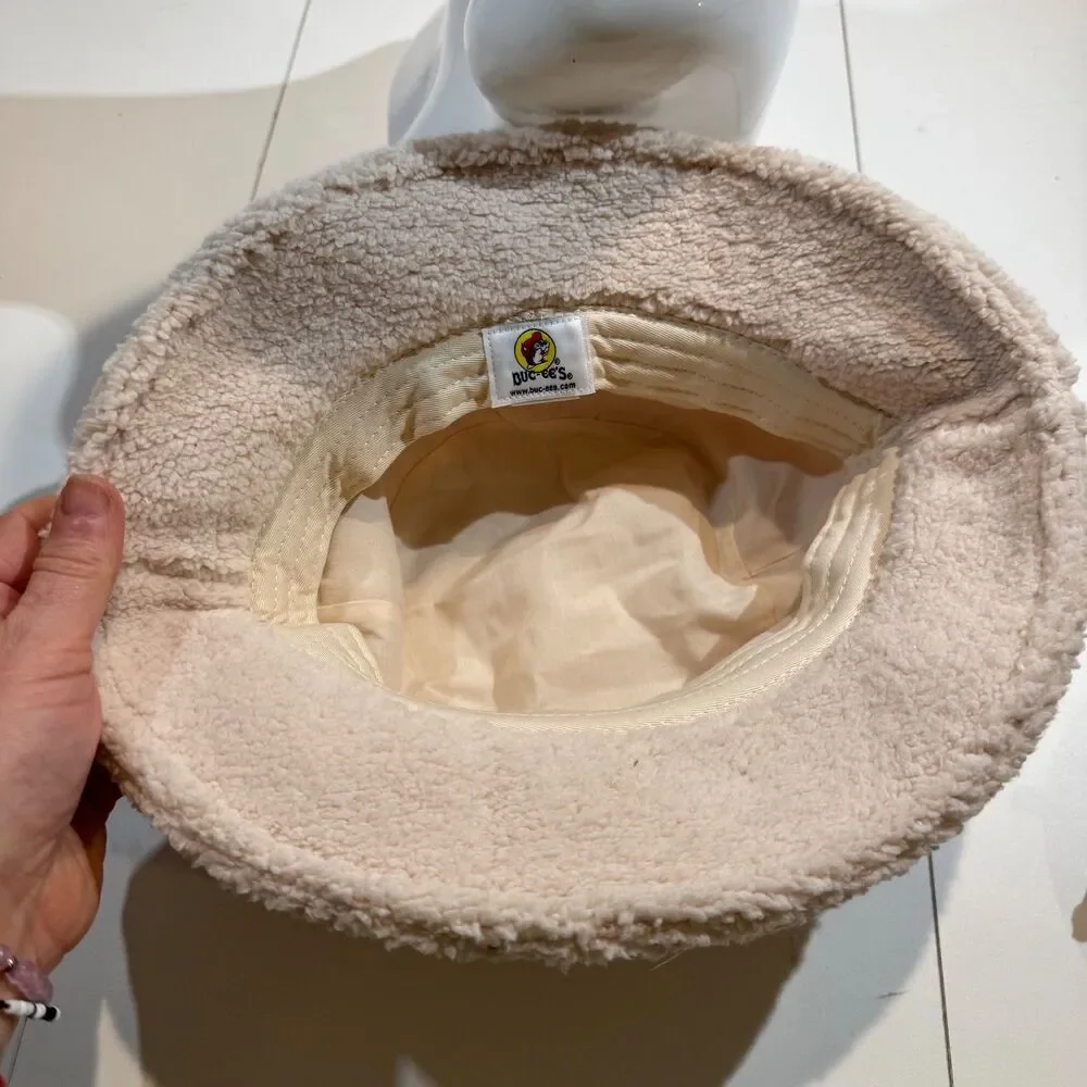 But-ee's Sherpa Beige Lined Bucket Hat Unisex One Size Fits Most New